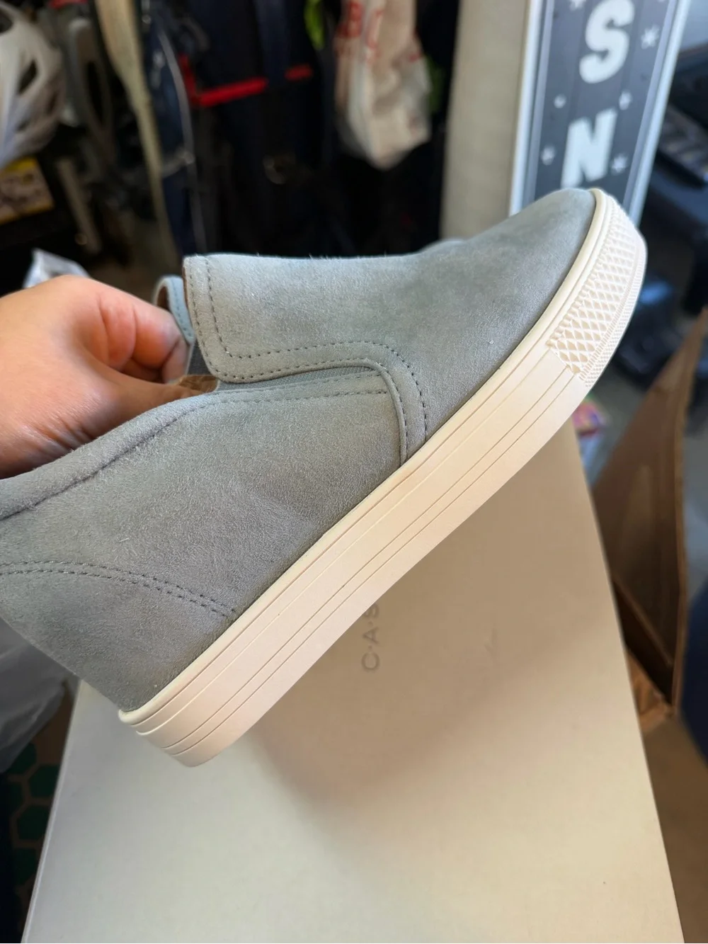 Caslon Light Blue Suede Slip-On Wedge Sneakers